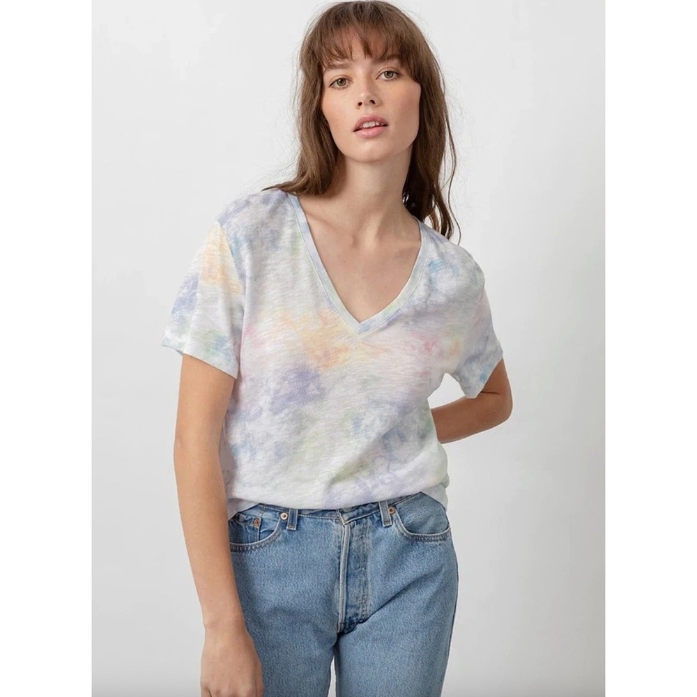 Rails Womens Cara V Neck Rainbow Tie Dye Tee Size M
